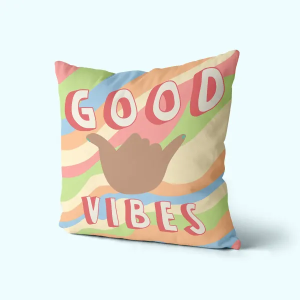 Cushion cover HappyFriday Aware Good vibes Multicolour 50 x 50 cm 2 Pieces