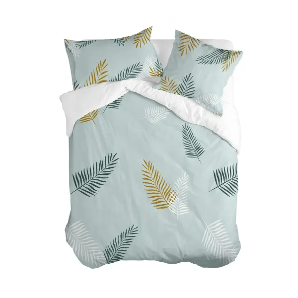 Nordic cover HappyFriday Blanc Foliage mint Multicolour 200 x 200 cm