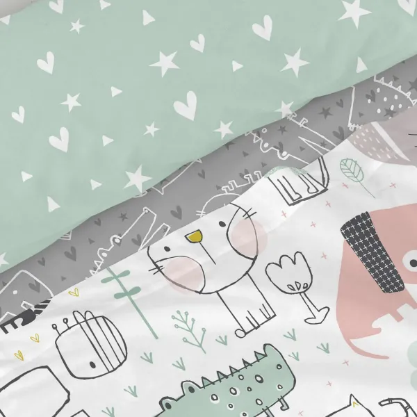 Bedding set HappyFriday Moshi Moshi Best buddies Multicolour Single 2 Pieces