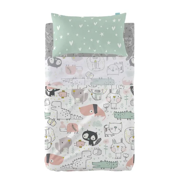 Bedding set HappyFriday Moshi Moshi Best buddies Multicolour Baby Crib 2 Pieces