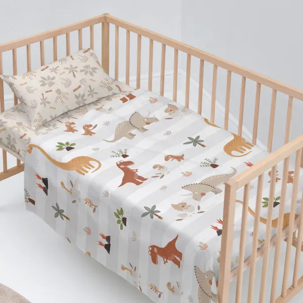 Bedding set HappyFriday Moshi Moshi Dino family Multicolour Baby Crib 2 Pieces