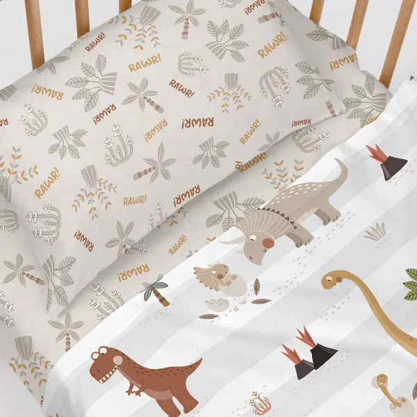 Bedding set HappyFriday Moshi Moshi Dino family Multicolour Baby Crib 2 Pieces