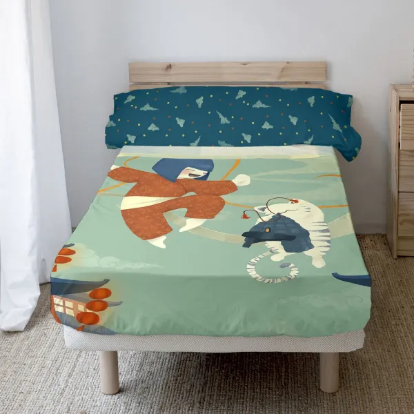 Bedding set HappyFriday Mr Fox The Warrior Multicolour Single 2 Pieces