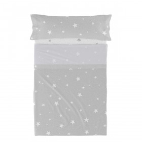 Bedding set HappyFriday Basic Kids Little star Grey Single 180 x 270 cm 2 Pieces