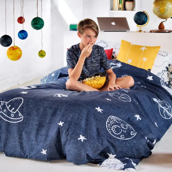 Duvet cover set HappyFriday Mr Fox Starspace Multicolour Single 2 Pieces