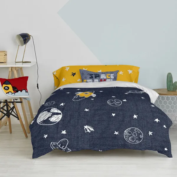 Duvet cover set HappyFriday Mr Fox Starspace Multicolour Single 2 Pieces