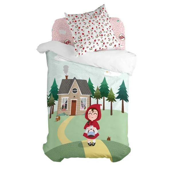 Duvet cover set HappyFriday Mr Fox Red riding hood Multicolour Single 2 Pieces