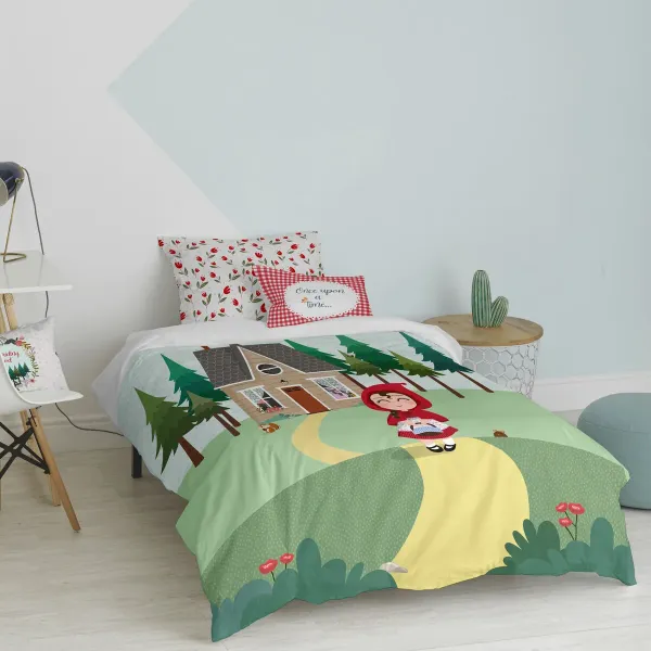 Duvet cover set HappyFriday Mr Fox Red riding hood Multicolour Single 2 Pieces