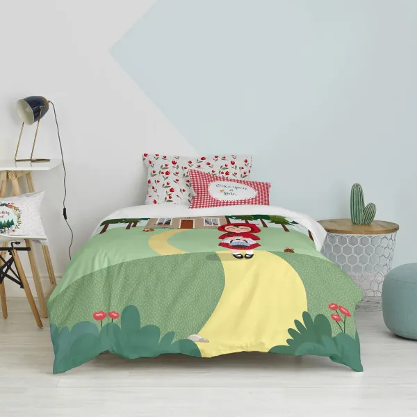 Duvet cover set HappyFriday Mr Fox Red riding hood Multicolour Single 2 Pieces