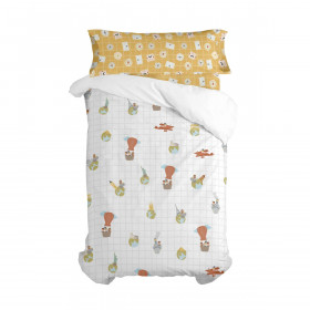 Duvet cover set HappyFriday Mr Fox World trip Multicolour Single 2 Pieces