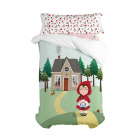 Duvet cover set HappyFriday Mr Fox Red riding hood Multicolour Single 2 Pieces