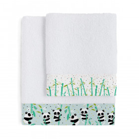 Towel set HappyFriday Moshi Moshi Panda Garden Blue Blue 2 Pieces