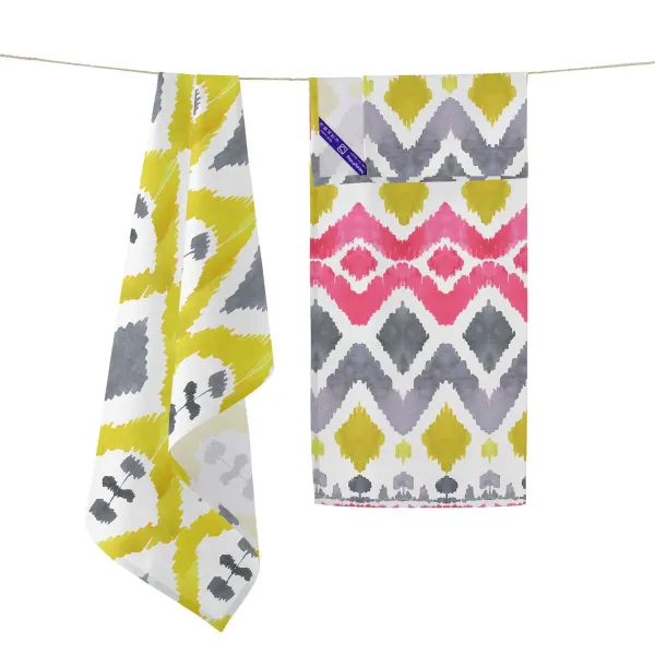 Kitchen Cloth HappyFriday Ikat Multicolour 70 x 50 cm (2 Units)