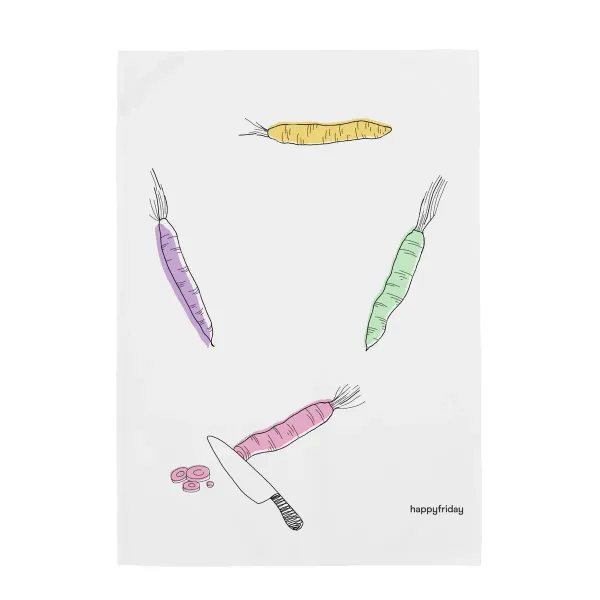 Kitchen Cloth HappyFriday Carrots Multicolour 70 x 50 cm (2 Units)