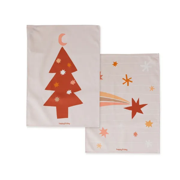 Kitchen Cloth HappyFriday Xmas Boho Multicolour 70 x 50 cm (2 Units)