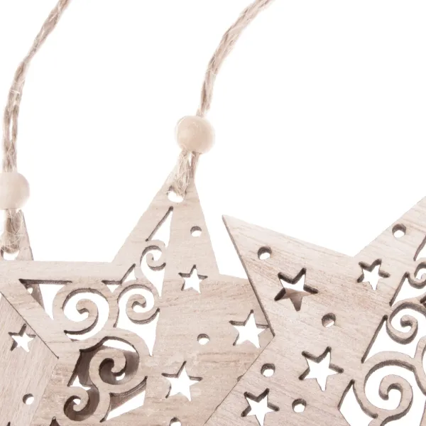 CA0665 WOODEN DECORATION 6 PCS. (STAR)