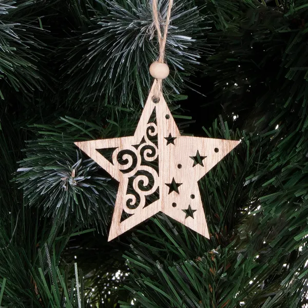 CA0665 WOODEN DECORATION 6 PCS. (STAR)