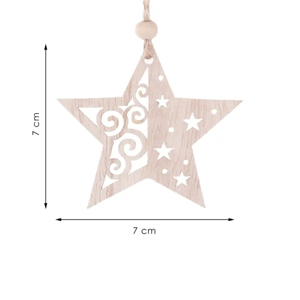 CA0665 WOODEN DECORATION 6 PCS. (STAR)