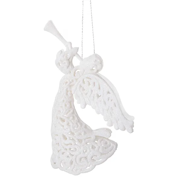 Christmas ornament white angel for the tree Springos CA0049 16.5 cm