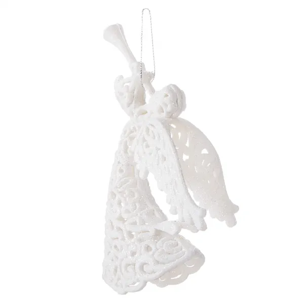 Christmas ornament white angel for the tree Springos CA0049 16.5 cm
