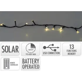 LED-valokranssi Lifetime Lämmin valkoinen 20 m Aurinkokenno