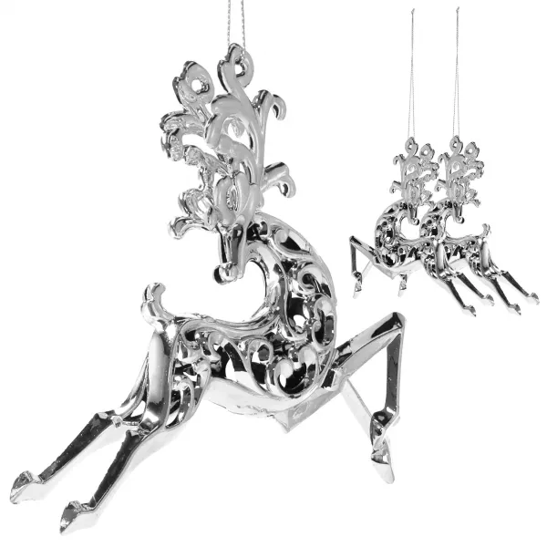 Christmas tree silver reindeer pendants 2 pcs. 13x12,5x2,5cm
