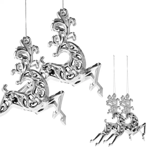 Christmas tree silver reindeer pendants 2 pcs. 13x12,5x2,5cm