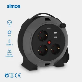 Double Socket + Switch Base Solera Mural 2p+t 250 V 16 A Graphite