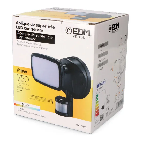 LED spotlight EDM 32572 Musta F 10 W 750 Lm (4000 K)