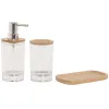 Bath Set Home ESPRIT Transparent Natural Bamboo Aluminium polystyrene 16 x 9 x 18 cm