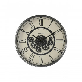 Wall Clock Home ESPRIT White Black Dark grey Iron MDF Wood 54 x 8 x 55 cm