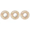 Mirror Set Home ESPRIT Natural Raffia Crystal Scandi 20 x 2 x 20 cm (3 Pieces)