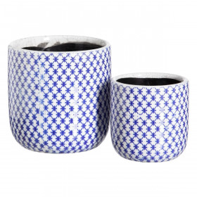 Set of Planters Blue Terracotta 19 x 19 x 17 cm Circular (2 Units)