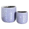 Set of Planters Blue Terracotta 19 x 19 x 17 cm Circular (2 Units)