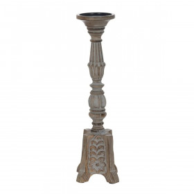 Candle Holder White Natural Iron Mango wood 18 x 18 x 53,3 cm