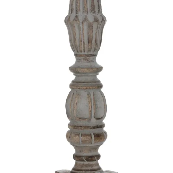 Candle Holder White Natural Iron Mango wood 18 x 18 x 53,3 cm