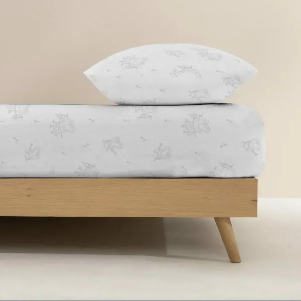 Fitted bottom sheet Peppa Pig White Grey 70 x 140 cm 100% cotton