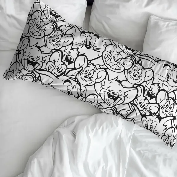 Pillowcase Tom & Jerry White Black Multicolour 175 Threads 45 x 110 cm 100% cotton