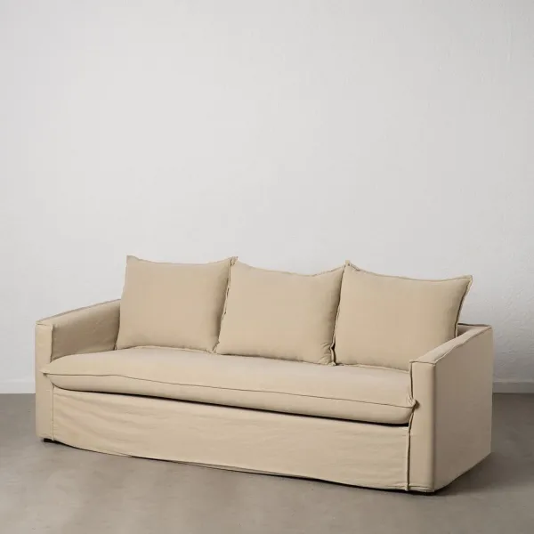 3-Seater Sofa Beige 220 x 95 x 90 cm