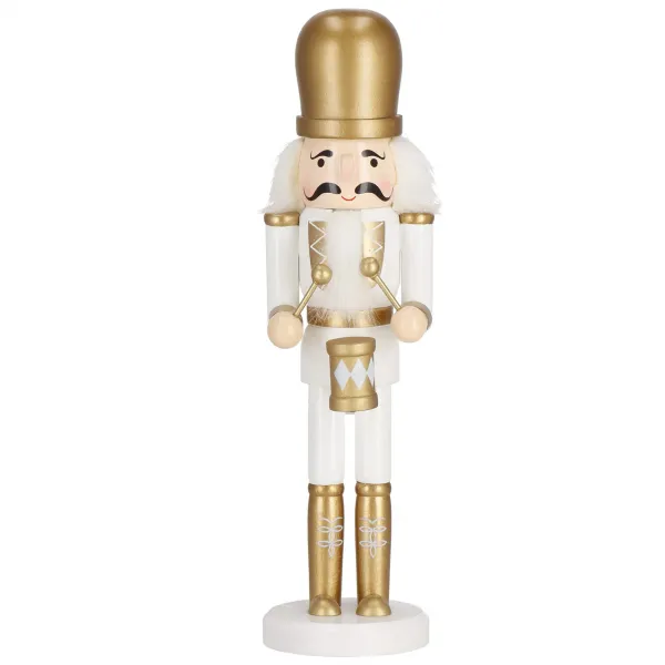 Nutcracker 30.5 cm with drum, wooden golden soldier, Christmas figurine