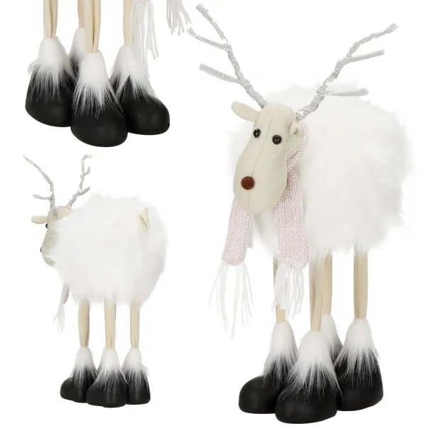 Christmas reindeer 48 cm figurine glowing white moose