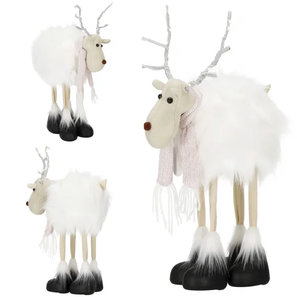 Jouluinen porohahmo 48 cm, hehkuva valkoinen hirvi