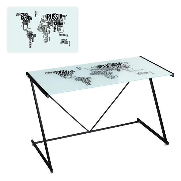 Sivupöytä COUNTRIES WORLD Valkoinen Mattamusta 120 x 60 x 75 cm