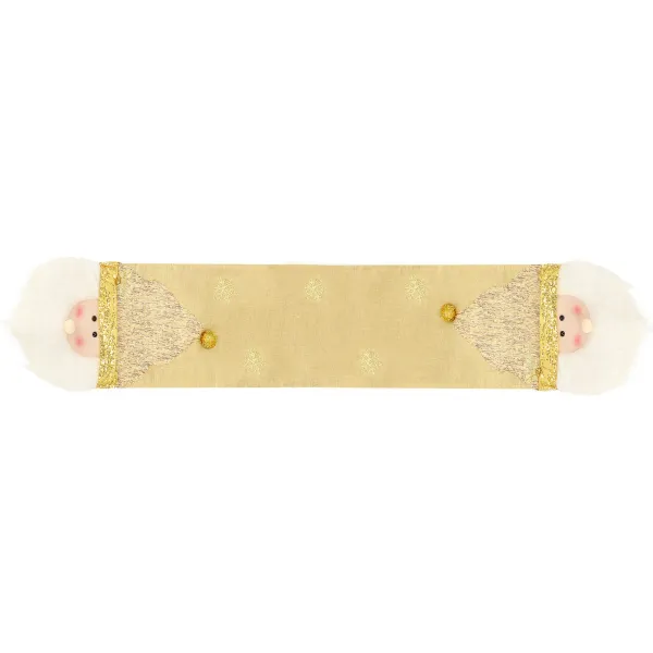 Table runner 205x30 cm, Christmas tablecloth with Santa Claus, gold
