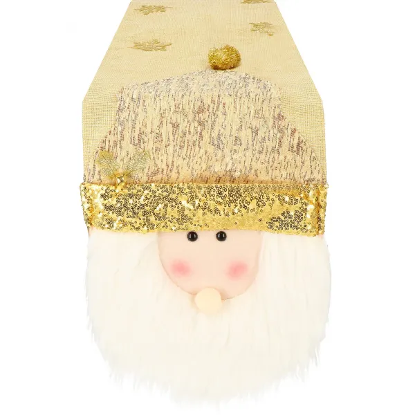Table runner 205x30 cm, Christmas tablecloth with Santa Claus, gold