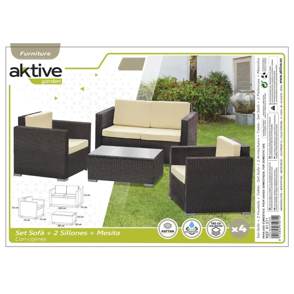 Garden furniture Aktive Black Cream 128 x 72 cm