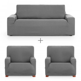 Sofa cover set Eysa ULISES Grey 3 Pieces