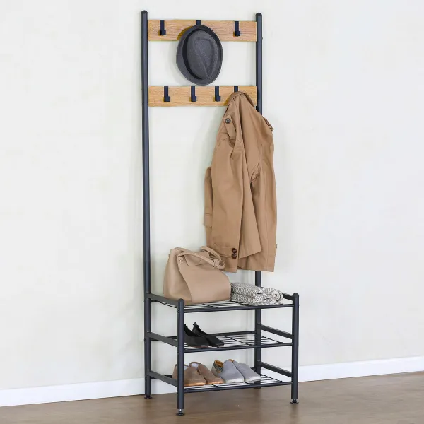Takkiteline hylylllä Max Home Teräs Melamiini lastulevy Minimalistinen 60 x 175 x 40 cm