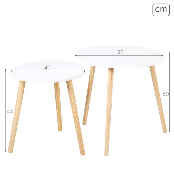 Набор из двух столиков Max Home Белый 50 x 50 x 50 cm (2 штук)