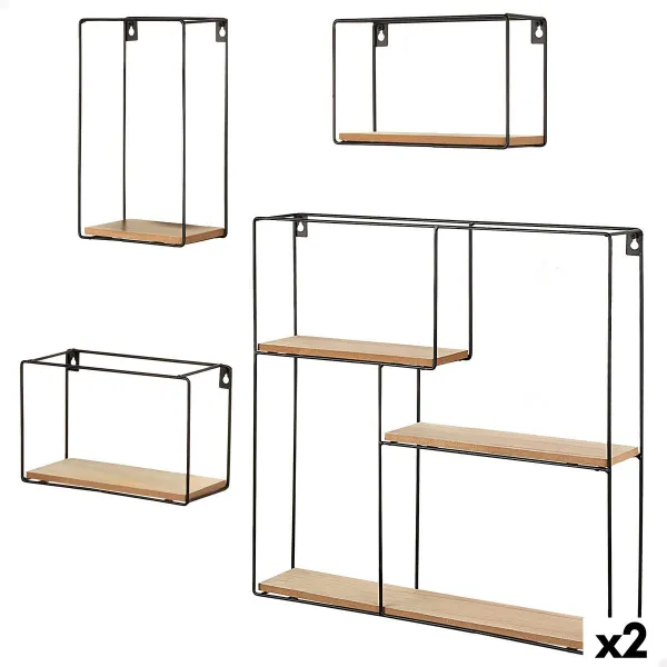 Set of 2 tables Alexandra House Living Black Iron MDF Wood 39 x 57 x 39 cm